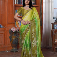 Laxmipati Ishita Green Floral Printed Silk Saree