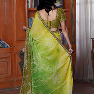 Laxmipati Ishita Green Floral Printed Silk Saree