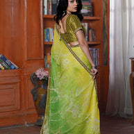 Laxmipati Ishita Green Floral Printed Silk Saree