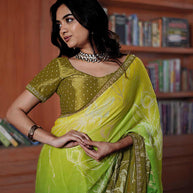 Laxmipati Ishita Green Floral Printed Silk Saree