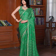 Laxmipati Anaya Green Chiffon Saree with Geometric Prints
