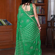 Laxmipati Anaya Green Chiffon Saree with Geometric Prints
