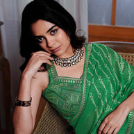 Laxmipati Anaya Green Chiffon Saree with Geometric Prints