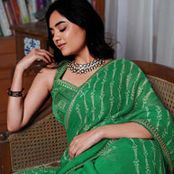 Laxmipati Anaya Green Chiffon Saree with Geometric Prints