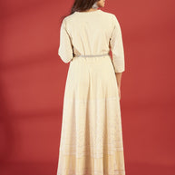 Laxmipati Sahiba - GW0003 Georgette Table Printed Woman Yellow Gown