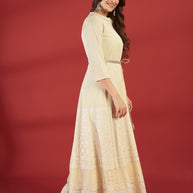 Laxmipati Sahiba - GW0003 Georgette Table Printed Woman Yellow Gown