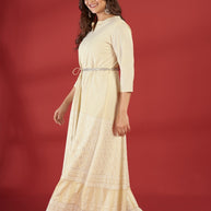 Laxmipati Sahiba - GW0003 Georgette Table Printed Woman Yellow Gown