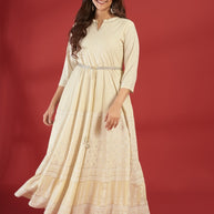 Laxmipati Sahiba - GW0003 Georgette Table Printed Woman Yellow Gown