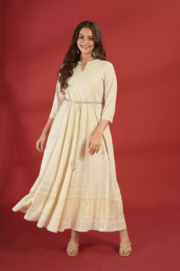 Laxmipati Sahiba - GW0003 Georgette Table Printed Woman Yellow Gown