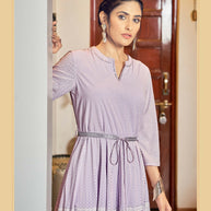 Laxmipati Hum Dum Floral Print Georgette Anarkali Kurta in Purple Color