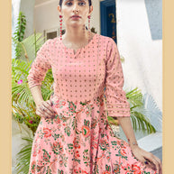 Laxmipati Hum Dum Floral Print Georgette Anarkali Kurta in Pink Color