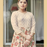 Laxmipati Hum Dum Floral Print Georgette Anarkali Kurta in Cream Color
