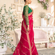 Laxmipati RaangSaaz Red Chiffon Saree with Geometric Embroidery