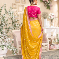 Laxmipati RaangSaaz Yellow Tissue Saree with Geometric Embroidery