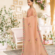 Laxmipati RaangSaaz Peach Tissue Saree with Floral Embroidery