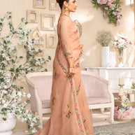 Laxmipati RaangSaaz Peach Tissue Saree with Floral Embroidery