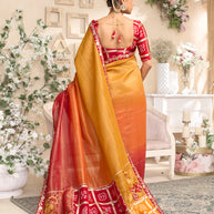 Laxmipati RaangSaaz Mustard Silk Saree with Floral Embroidery & Bandhani Print