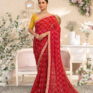 Laxmipati RaangSaaz Red Georgette Saree with Floral Embroidery