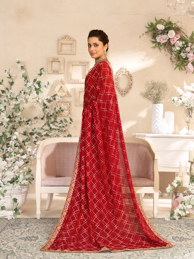 Laxmipati RaangSaaz Red Georgette Saree with Floral Embroidery