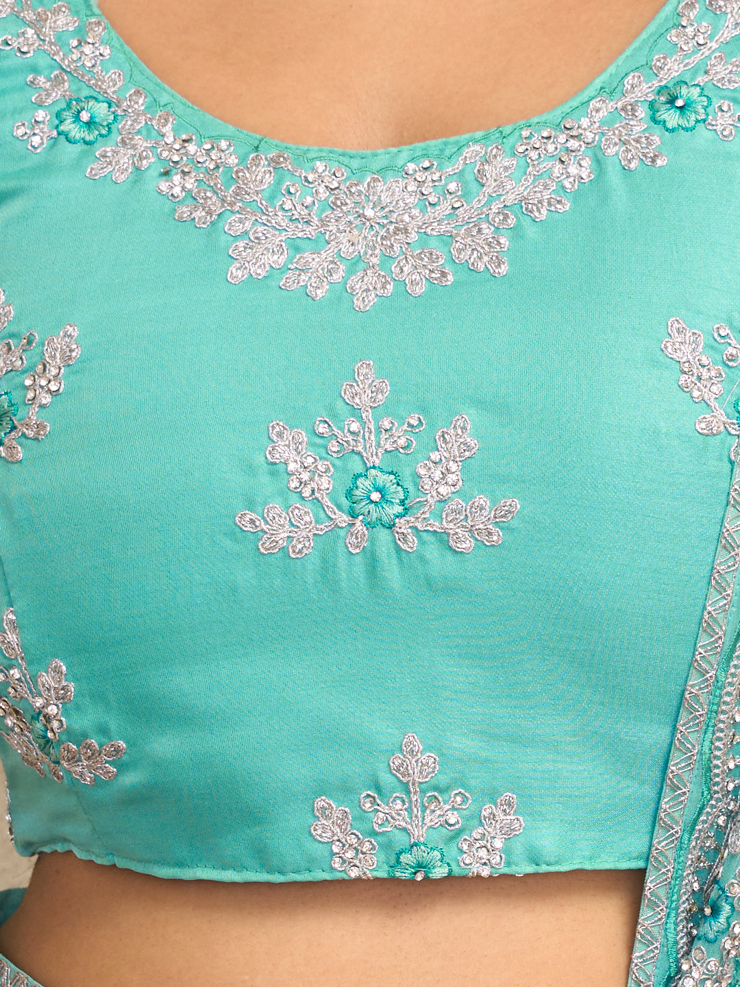 Laxmipati RaangSaaz Teal Blue Georgette Saree with Floral Embroidery