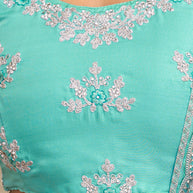 Laxmipati RaangSaaz Teal Blue Georgette Saree with Floral Embroidery