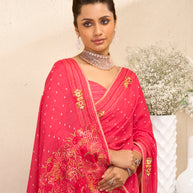 Laxmipati RaangSaaz Pink Chiffon Saree with Floral Embroidery