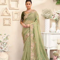 Laxmipati RaangSaaz Pastel Green Saree with Floral Embroidery