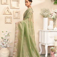 Laxmipati RaangSaaz Pastel Green Saree with Floral Embroidery