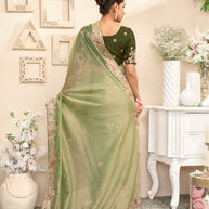 Laxmipati RaangSaaz Pastel Green Saree with Floral Embroidery