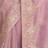 Laxmipati Raang Saaz Purple Silk Saree with Floral Embroidery