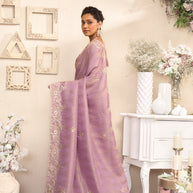Laxmipati Raang Saaz Purple Silk Saree with Floral Embroidery