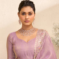 Laxmipati Raang Saaz Purple Silk Saree with Floral Embroidery