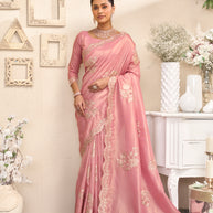 Laxmipati RaangSaaz Pink Silk Saree with Floral Embroidery