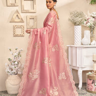 Laxmipati RaangSaaz Pink Silk Saree with Floral Embroidery