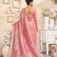 Laxmipati RaangSaaz Pink Silk Saree with Floral Embroidery