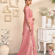 Laxmipati RaangSaaz Pink Silk Saree with Floral Embroidery