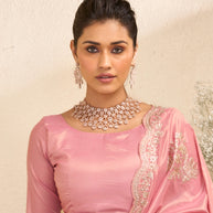 Laxmipati RaangSaaz Pink Silk Saree with Floral Embroidery