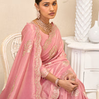 Laxmipati RaangSaaz Pink Silk Saree with Floral Embroidery