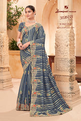 Laxmipati 9Color K-042 Organza Grey Saree