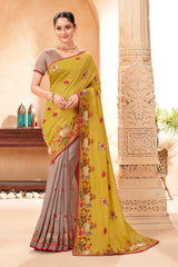 Laxmipati Rasili K-044 Satin Yellow Saree