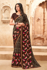 Laxmipati Rasili K-048 Chiffon Brown Saree