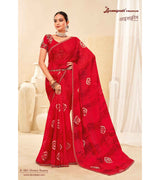 Laxmipati Ice-Cream K-083 Sparkle Chiffon Tomato Saree