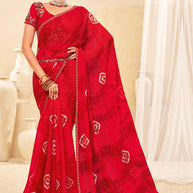 Laxmipati Rasili K-083 Chiffon Red Saree