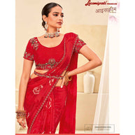 Laxmipati Ice-Cream K-083 Sparkle Chiffon Tomato Saree