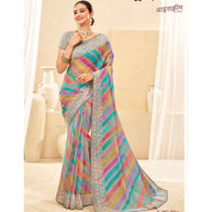 Laxmipati Ice-Cream K-087 Sparkle Chiffon Multicolor Saree