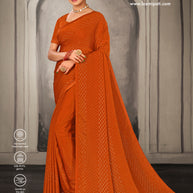 Laxmipati 9color K-100 Satin Chiffon Orange Saree