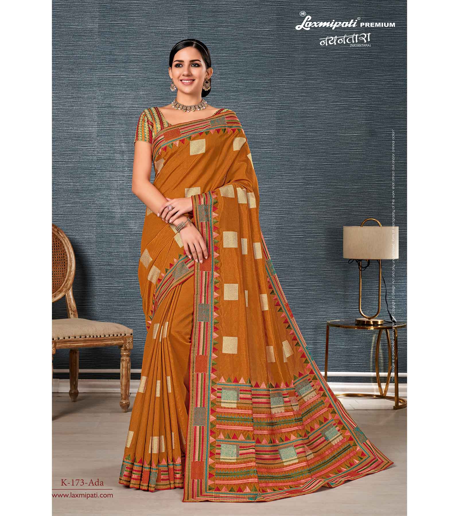 Laxmipati Nayantara  K-173 Silk Zari Butta  Mustard Saree