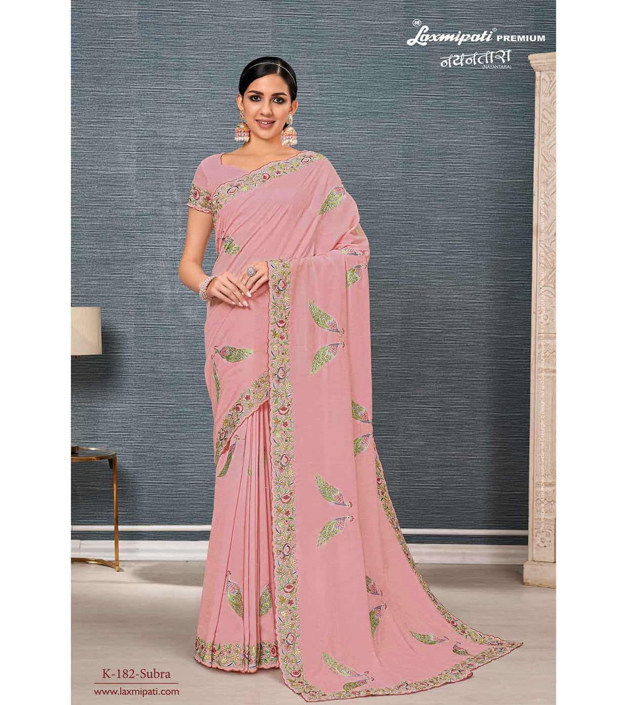 Laxmipati Nayantara  K-182 Jugoo Taspa Pink  Saree