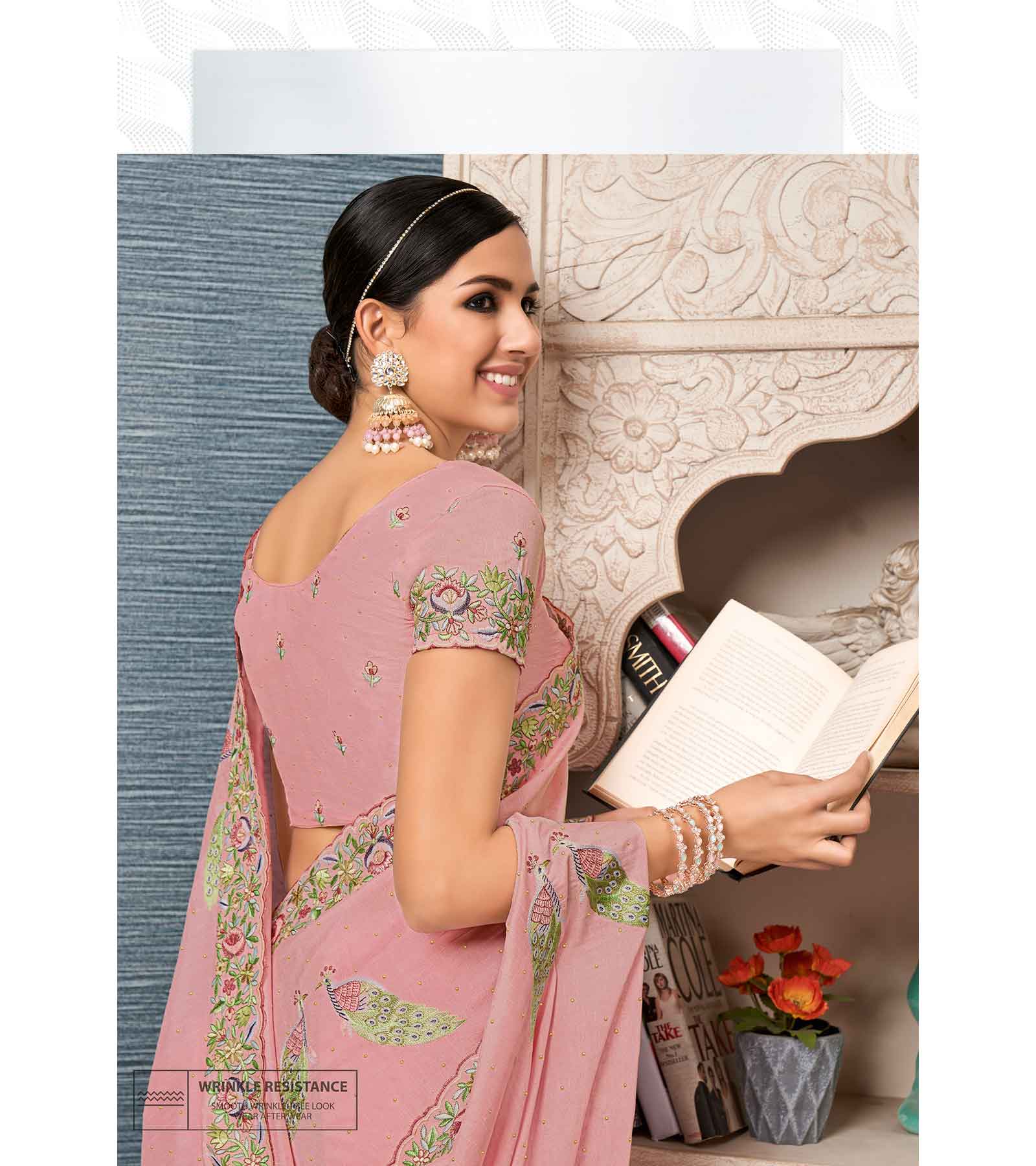 Laxmipati Nayantara  K-182 Jugoo Taspa Pink  Saree