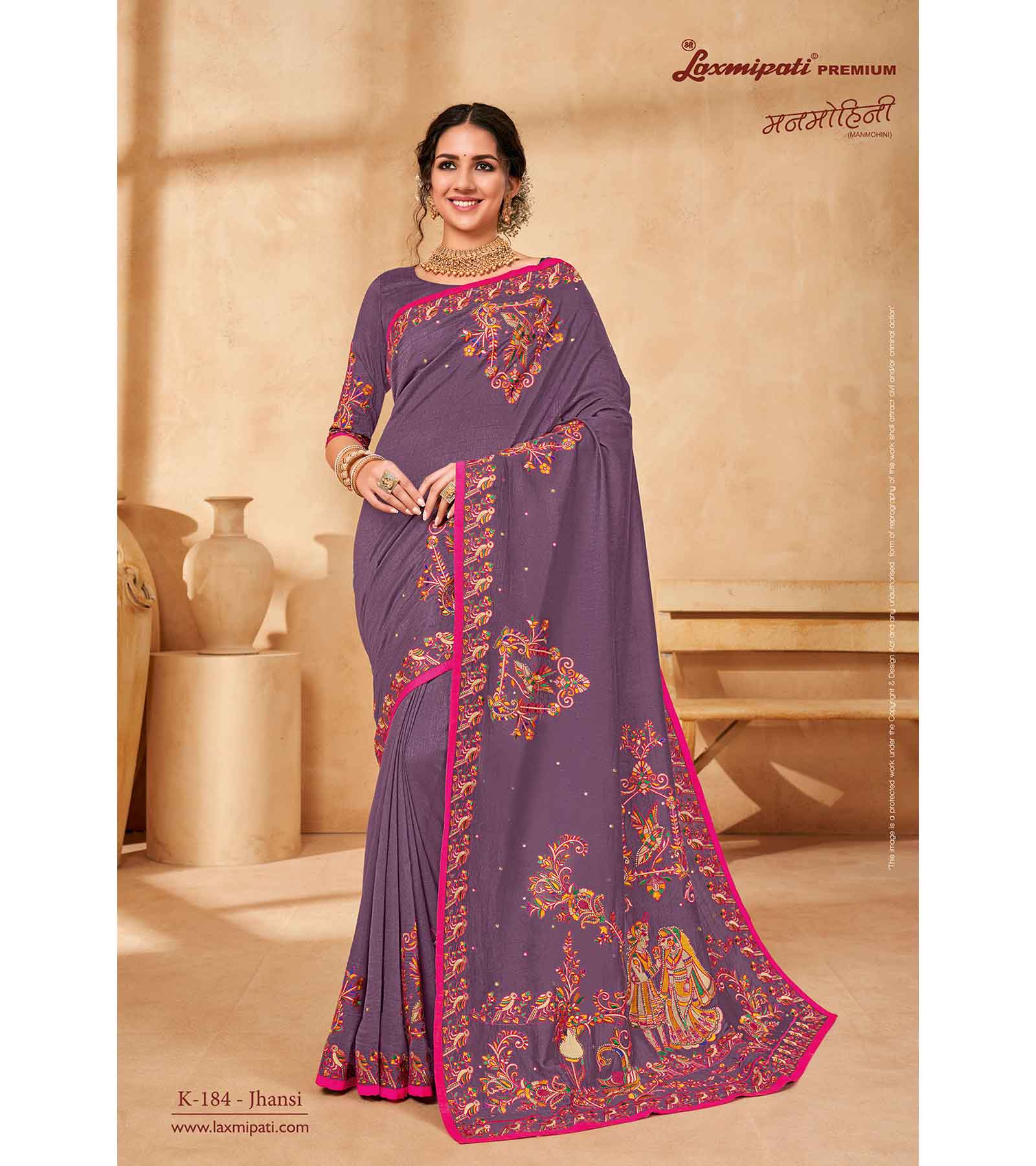 Laxmipati Manmohini K-184 Tangail Silk Purple Saree